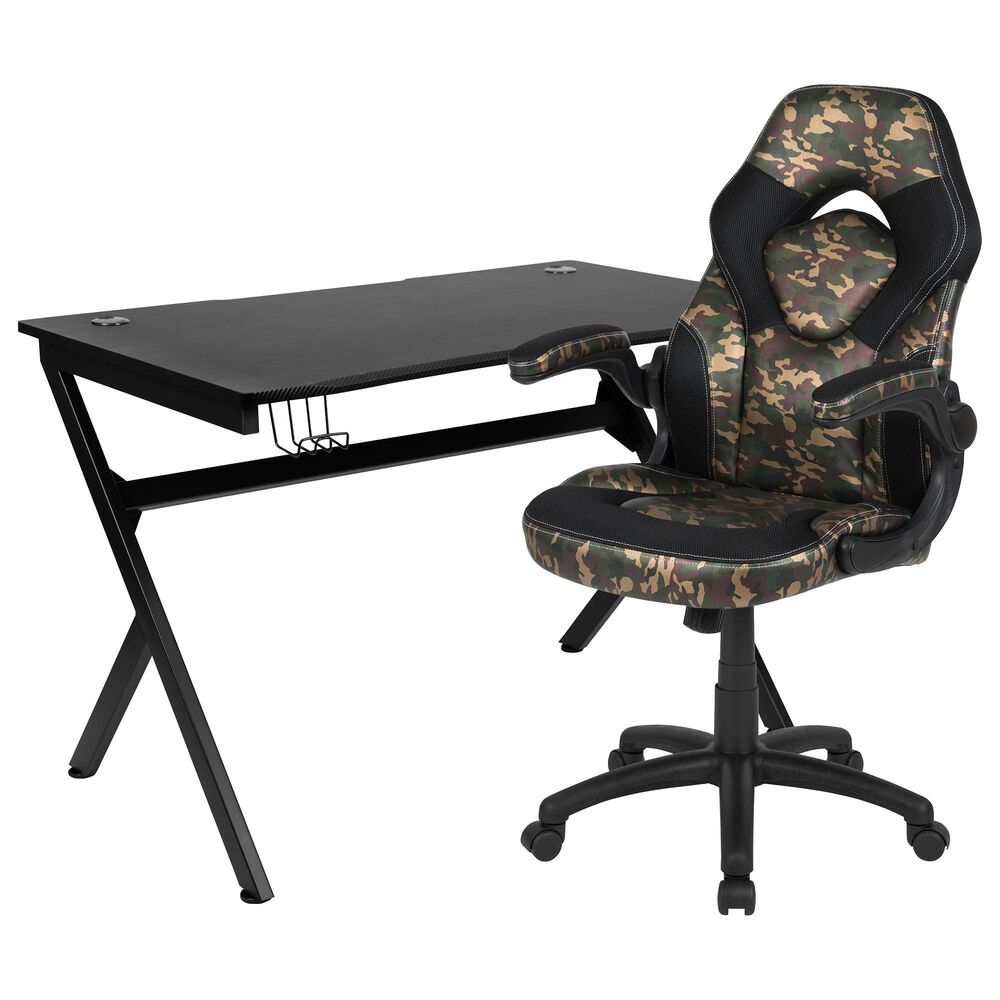 Flash Furniture Gaming Desk with Racing Chair in Multi NFM