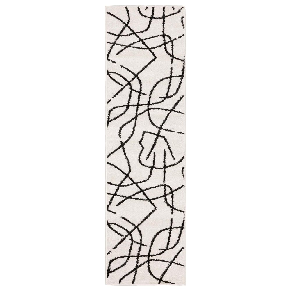 ROW by Oriental Weavers Quinn QUI12 Beige and Black 2" x 7" Runner, , large