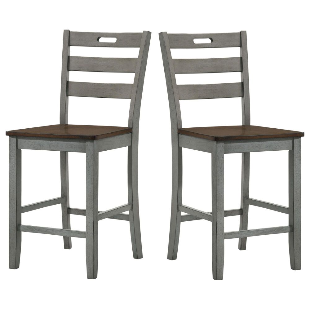 Furniture of America Kermit Counter Chair in Oak/Light Gray (Set of 2), , large