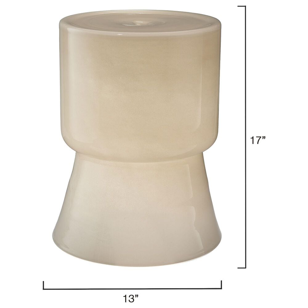 Splendor Living Upland Glass Garden Stool in Cream, , large