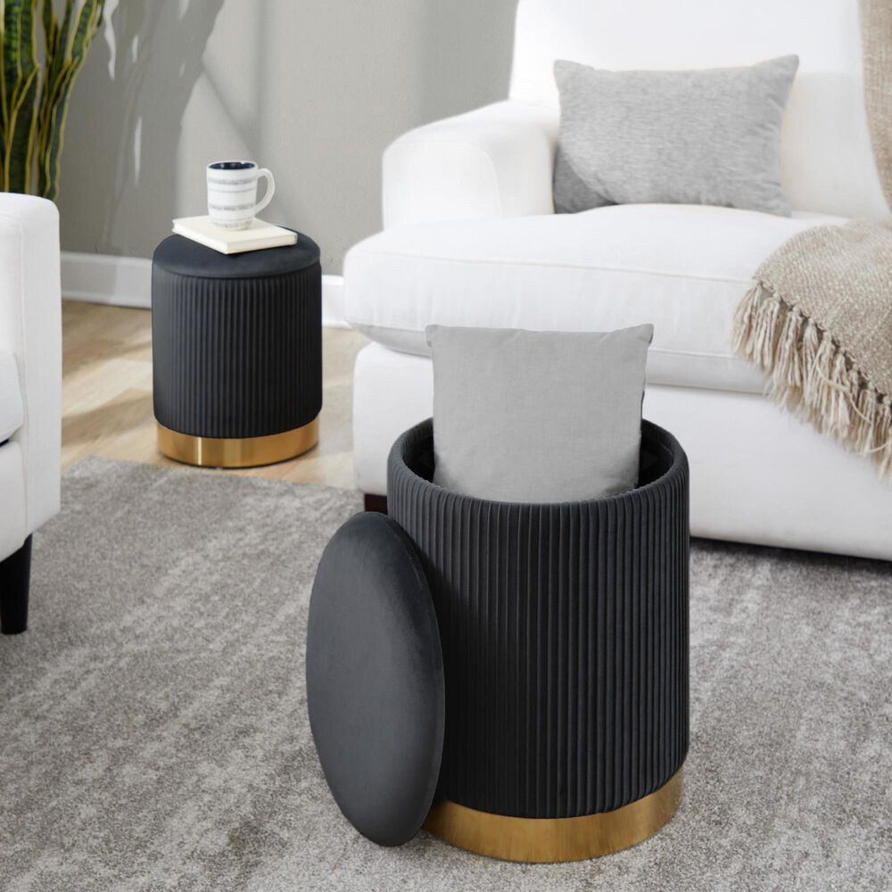 Lumisource Marla 2-Piece Nesting Ottoman Set in Black, , large