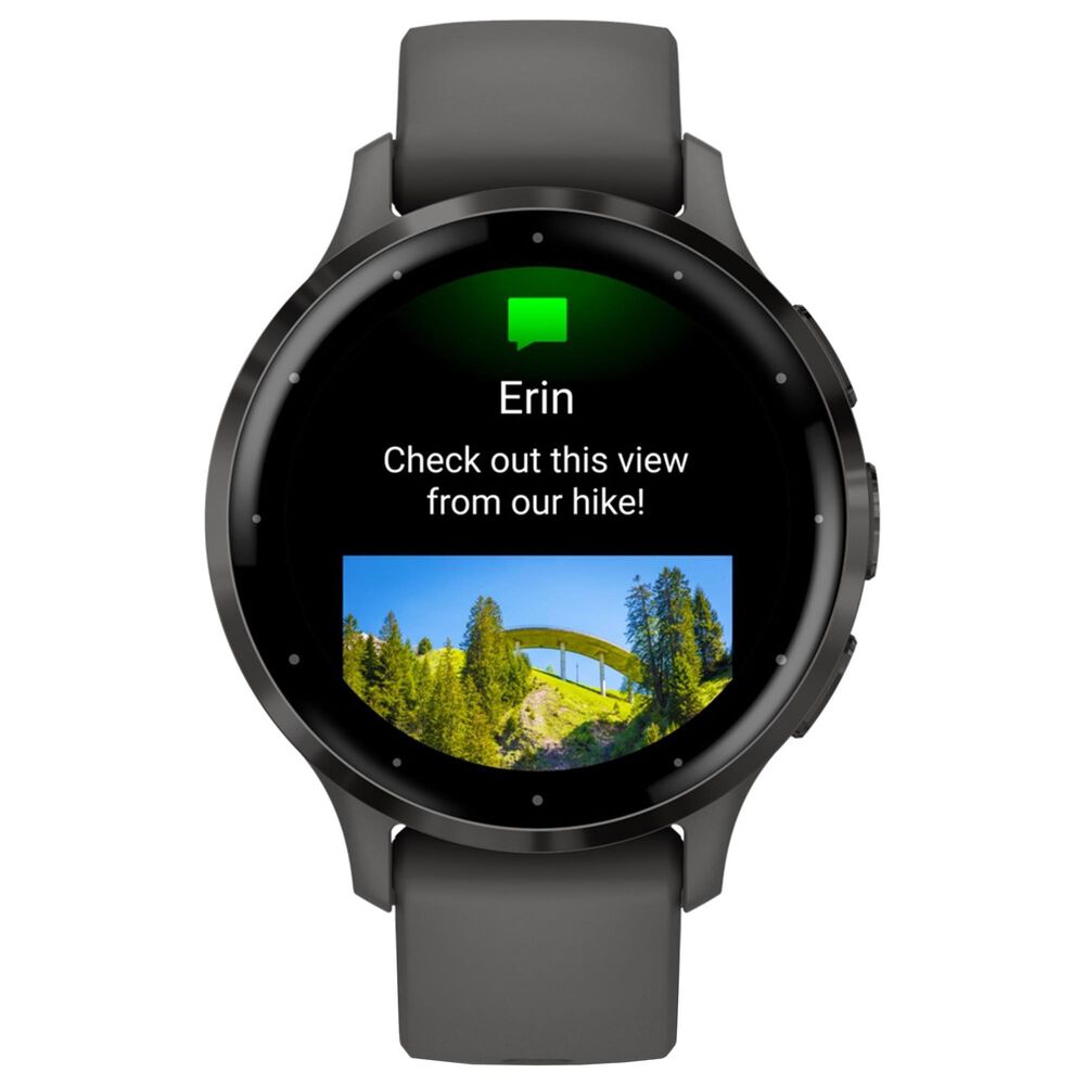 Garmin Venu 3S  Smartwatch 41mm Slate Stainless Steel Bezel Pebble Gray Case with Pebble Gray Silicone Band, , large