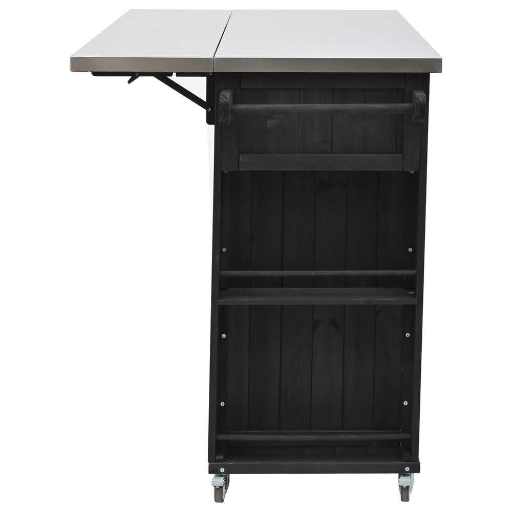 Hearth and Haven Outdoor Kitchen Island with Stainless Steel Top in Black, , large