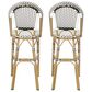Hearth and Haven Outdoor Wicker French Barstool with Brown Aluminum Frame in White (Set of 2), , large