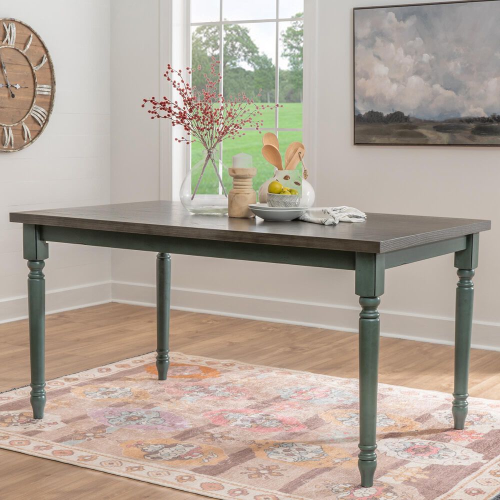 Linon Home Decor Willow Dining Table in Burnished Smoke and Teal - Table Only, , large