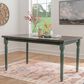 Linon Home Decor Willow Dining Table in Burnished Smoke and Teal - Table Only, , large