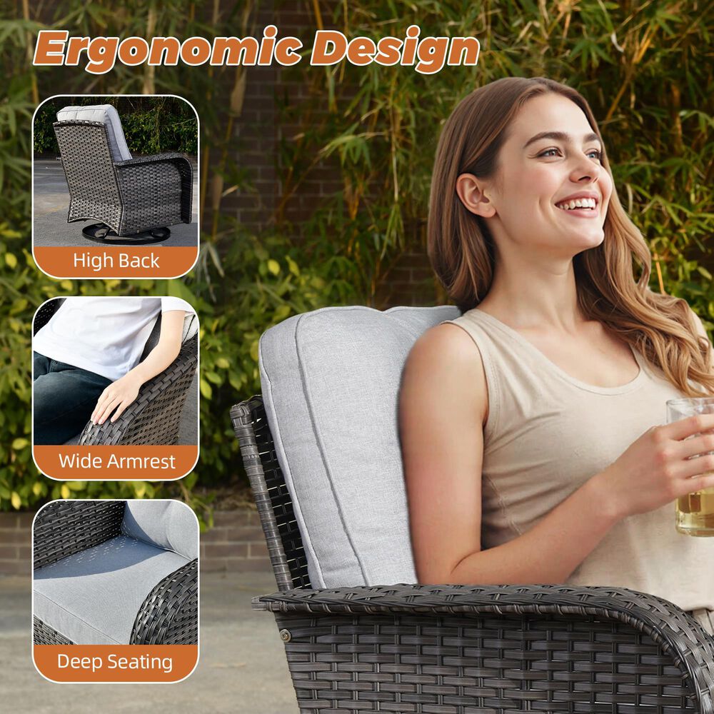 HOMLUX 7-Piece Patio Conversation Set in Gray, , large