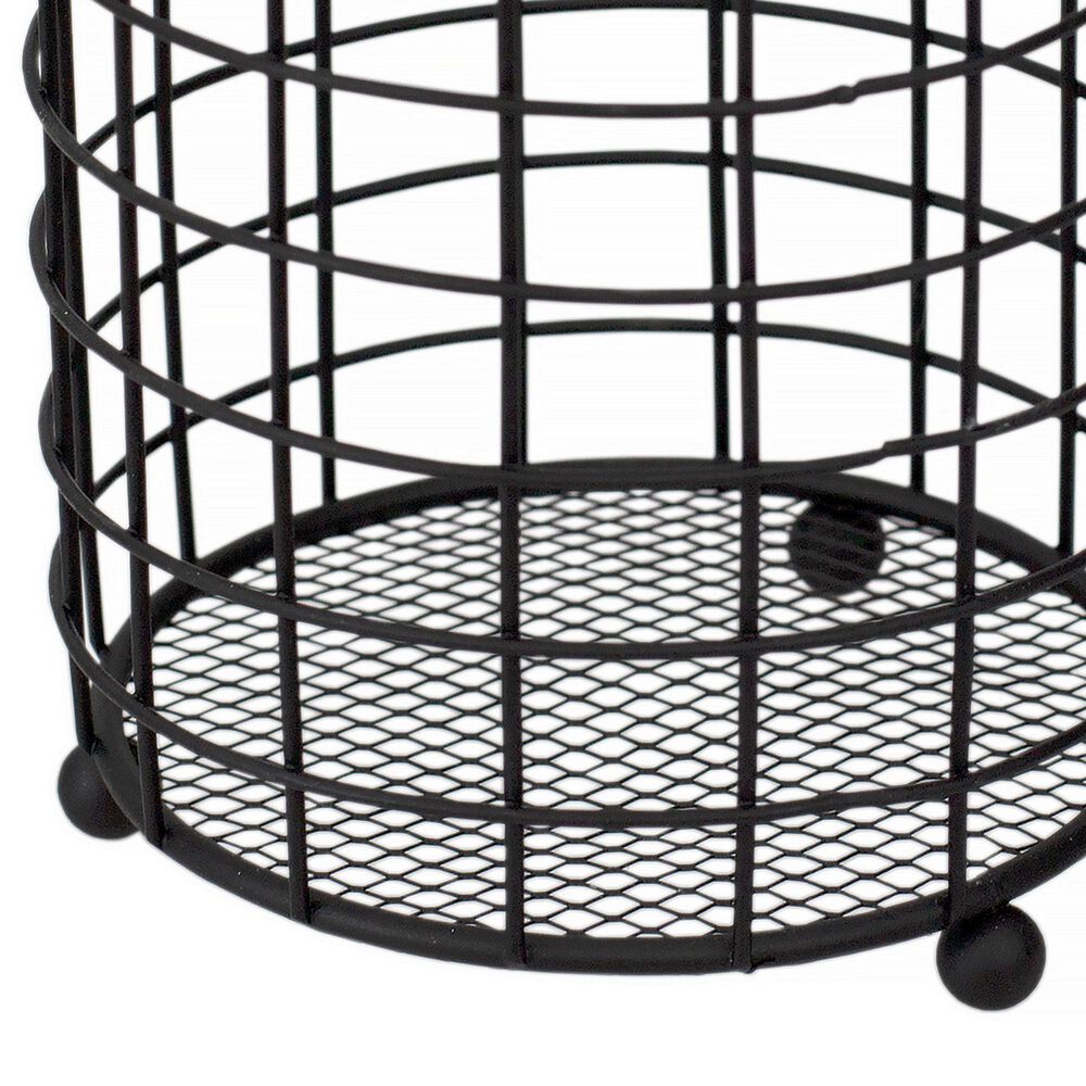 Home Basics Grid Cutlery Holder with Mesh Bottom in Black, , large