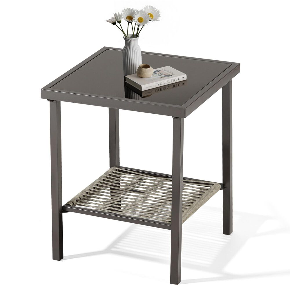 Sunwell Garden Square Patio Side Table in Tan, , large