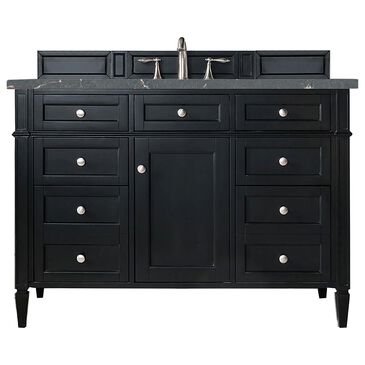 James Martin Vanities Brittany 48" Single Bathroom Vanity in Black Onyx with 3 cm Parisien Bleu Quartz Top and Rectangular Sink, , large