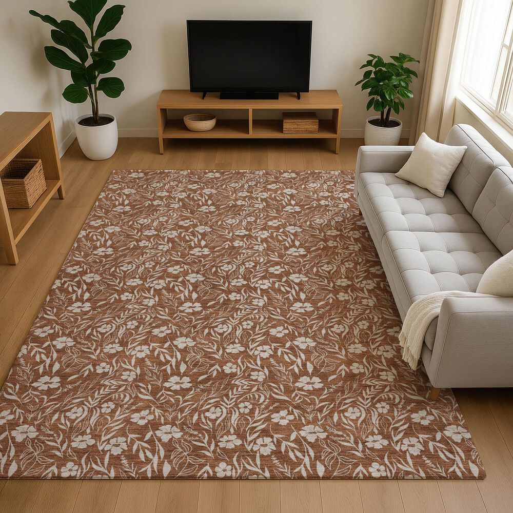 Dalyn Rug Company Soft Essentials Floral Paprika 9' x 12' Indoor/Outdoor Area Rug, , large