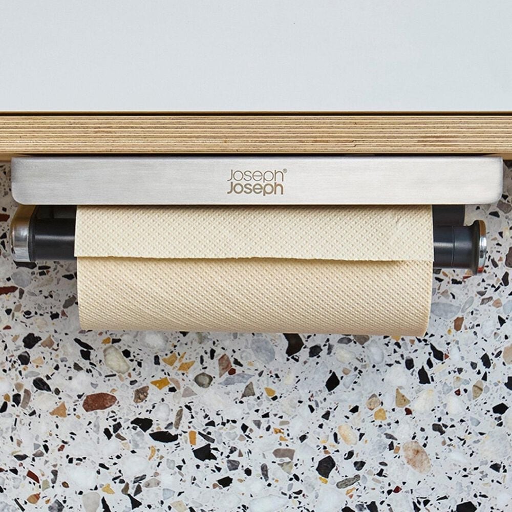 Joseph Joseph RollGrip Under-Shelf Kitchen Roll Holder in Stainless Steel, , large
