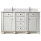 James Martin Vanities Bristol 60" Double Bathroom Vanity in Bright White with Single Hole 3 cm White Zeus Quartz Top and Rectangular Sinks, , large
