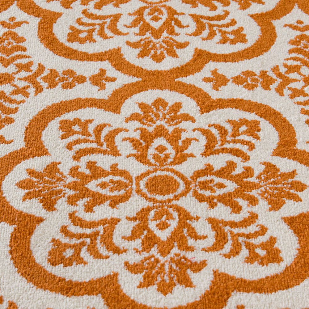 Central Oriental Terrace Tropic Contoy 7&#39;10&quot; x 9&#39;10&quot; Snow and Tangerine Area Rug, , large