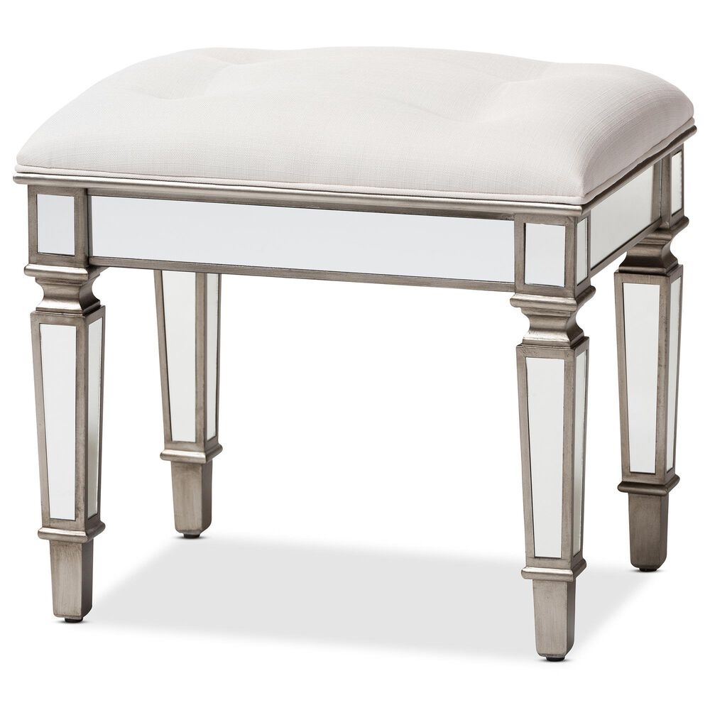 Baxton Studio Marielle Ottoman in Off-White, , large