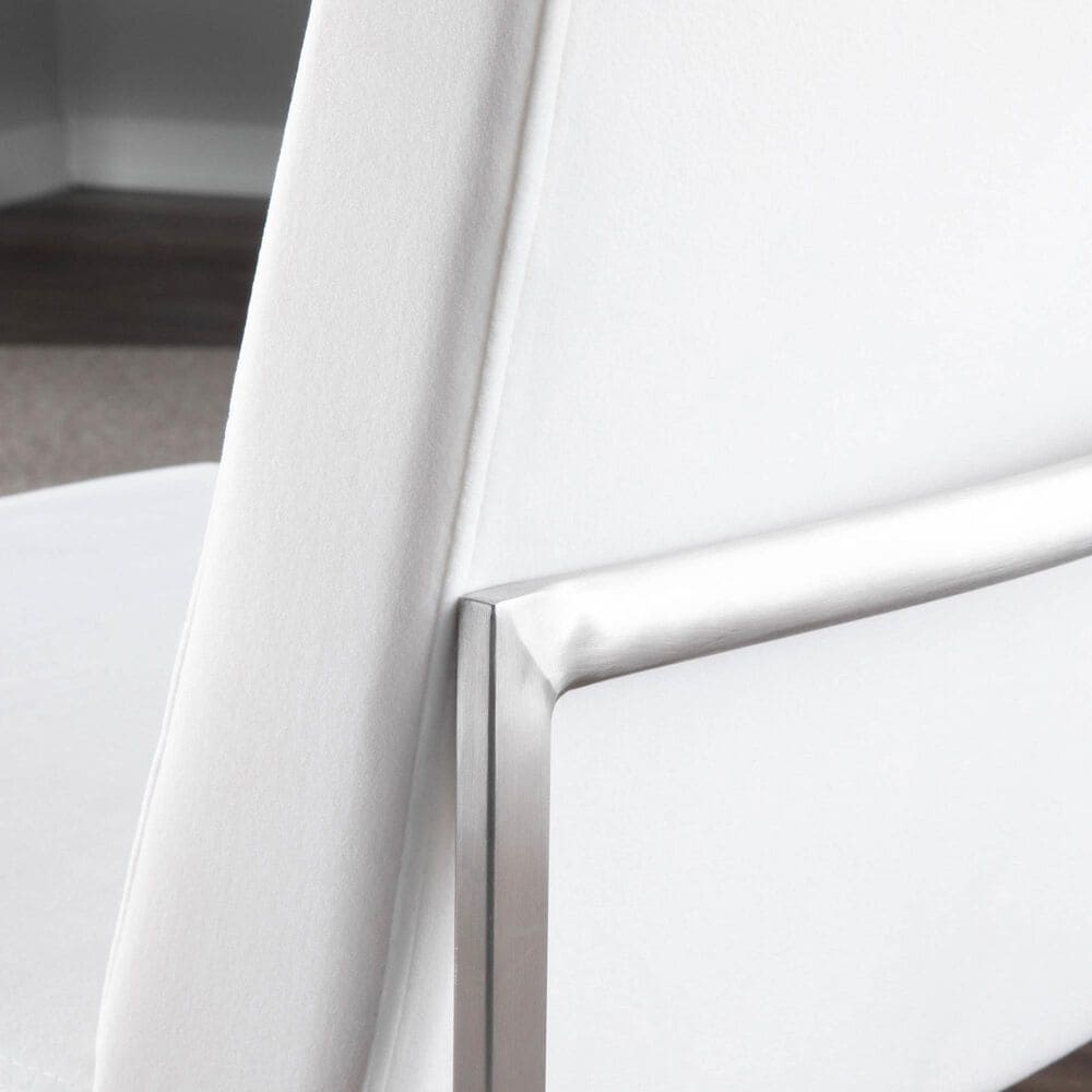Lumisource Fuji Side Chair with White Velvet Cushion in Brushed Stainless Steel &#40;Set of 2&#41;, , large