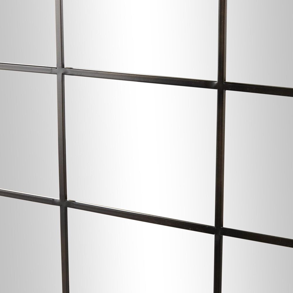 Maple and Jade 40&quot; x 30&quot; Metal Arched Window Pane Wall Mirror in Black, , large