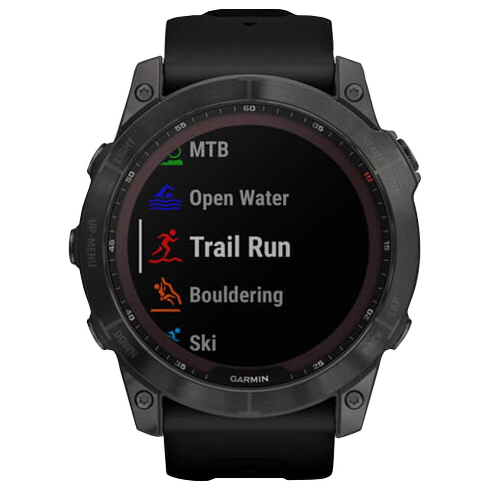 Garmin Fenix 7X Sapphire Solar Edition Smartwatch Screen in Carbon Gray DLC Titanium with Black Band, , large