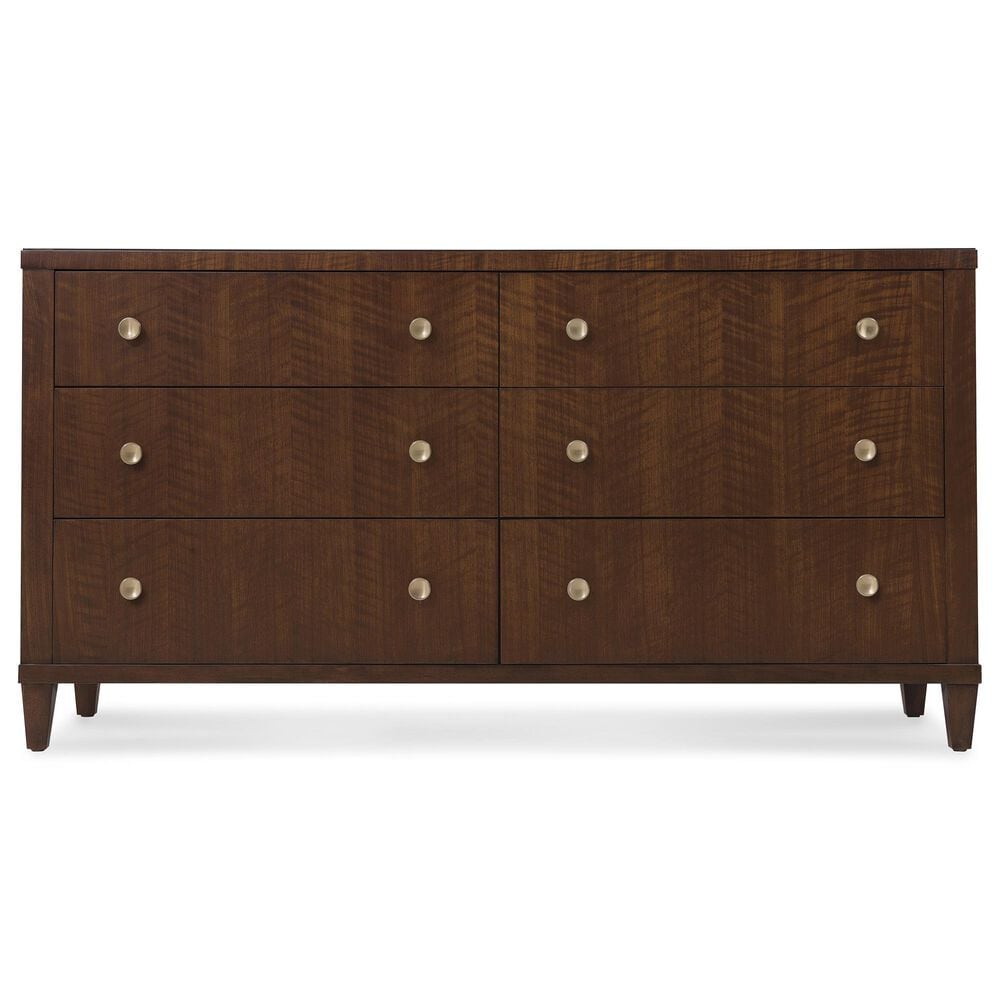 Hooker Furniture Archives 6-Drawer Dresser with Mirror in Classic Walnut and Satin Brass, , large
