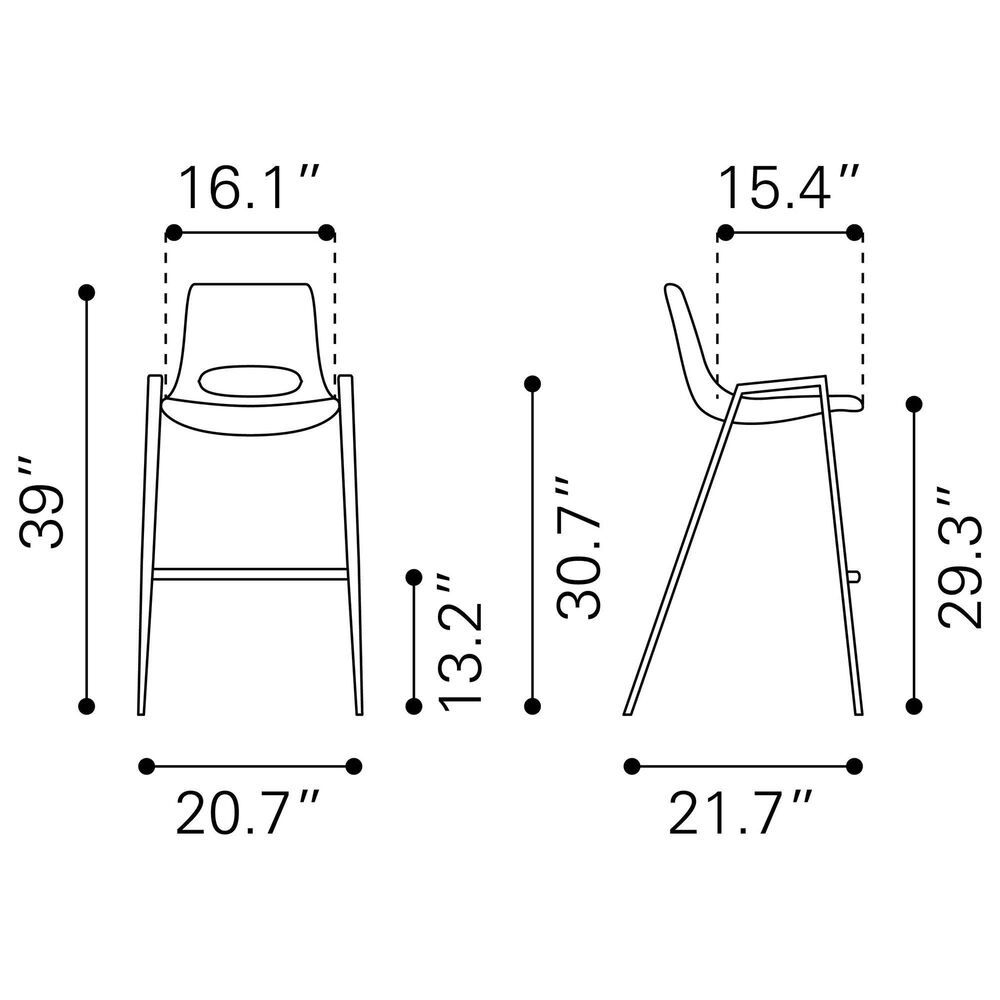 Zuo Modern Desi Bar Chair in Beige and Dark Brown &#40;Set of 2&#41;, , large