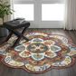 L&R Resources Sinuous Blossoms 4" Scalloped Red and Multicolor Area Rug, , large