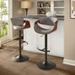 LumiSource Curvo Swivel Adjustable Barstool with Light Grey Upholstery in Black and Walnut (Set of 2), , large