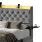 HOMLUX Full Upholstered Platform Storage Bed with Headboard Shelf and USB Charging Station in Gray, , large
