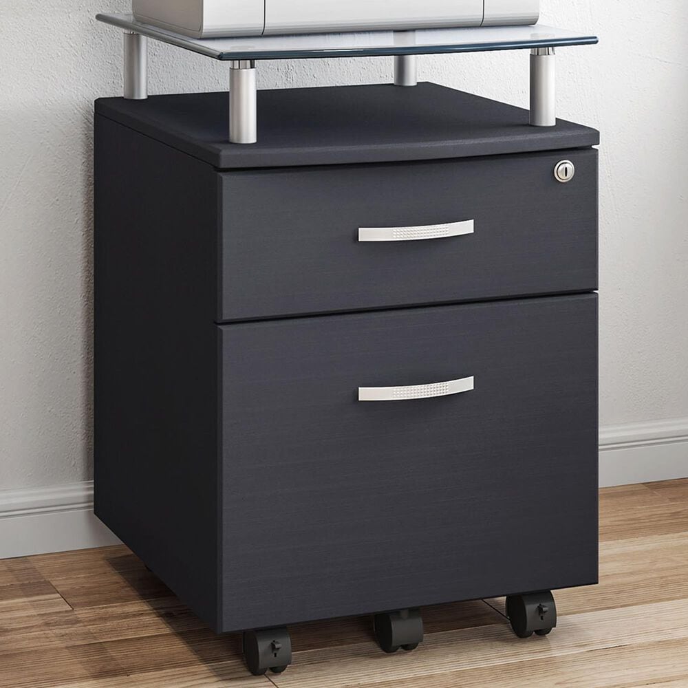 Rta Products Rolling File Cabinet with Glass Top in Graphite, , large