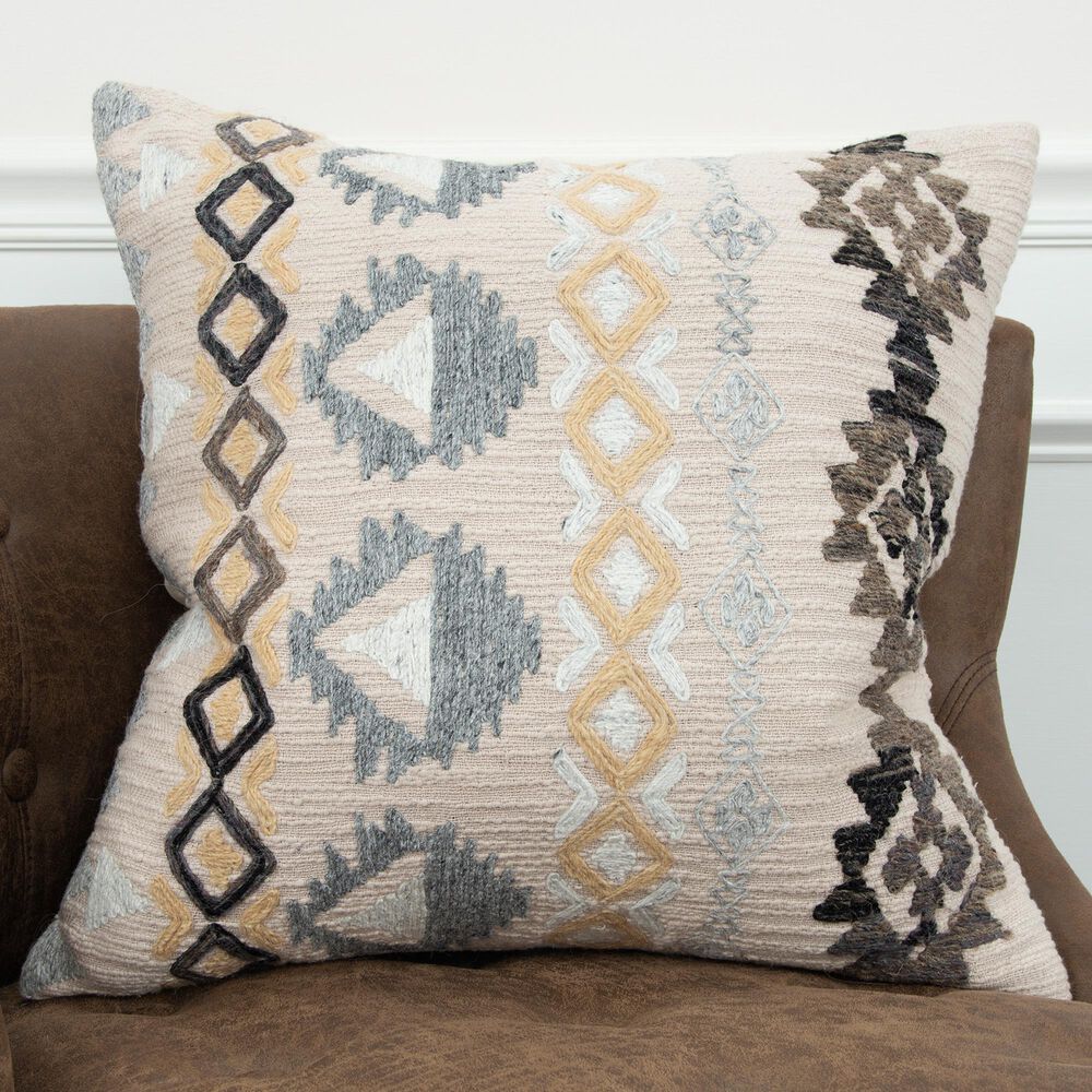 Rizzy Home Geometric 20&quot; Down Filled Pillow in Natural, , large
