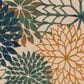 Nourison Aloha 5"3" Round Blue and Green Indoor/Outdoor Area Rug, , large