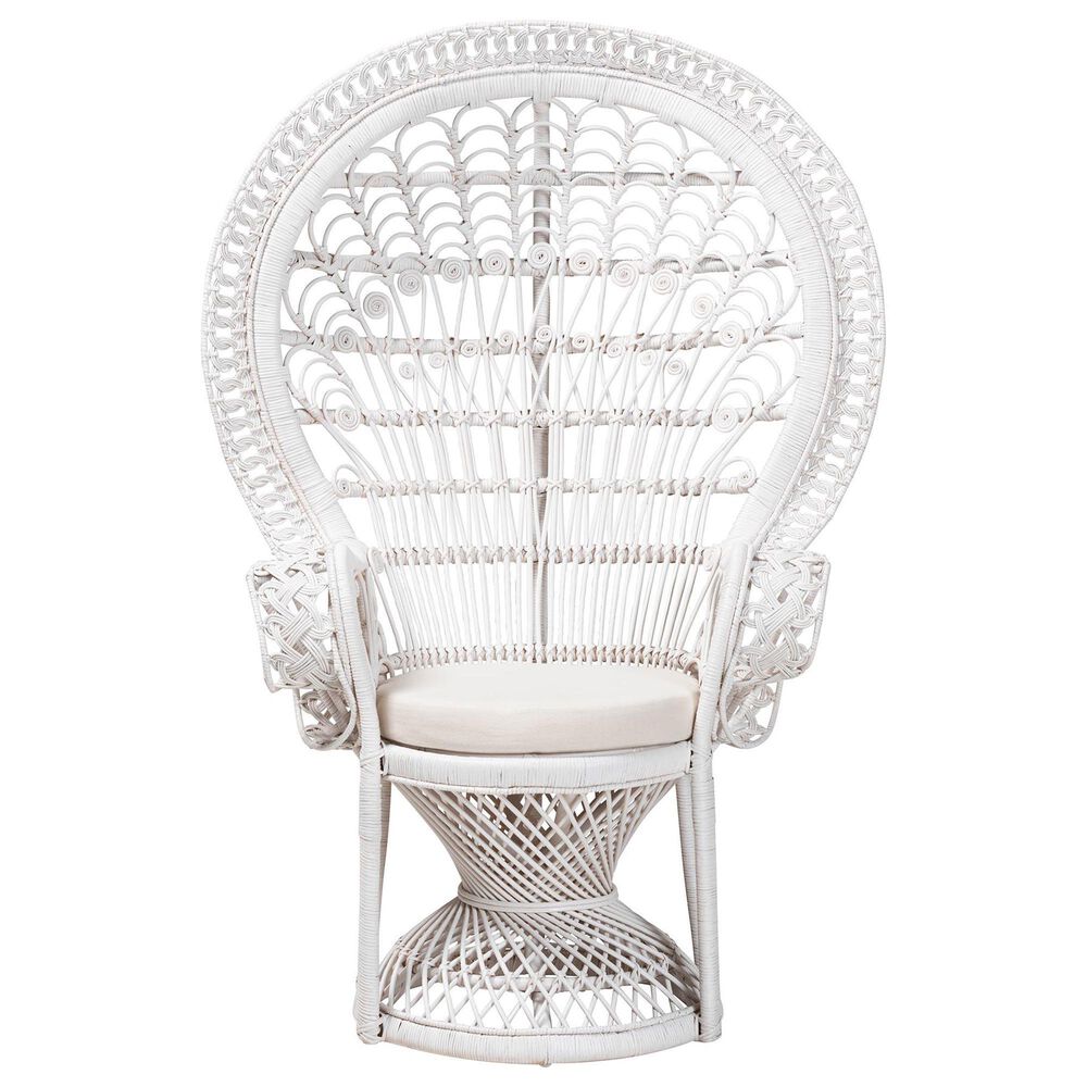 Baxton Studio Kallima Peacock Chair in White, , large