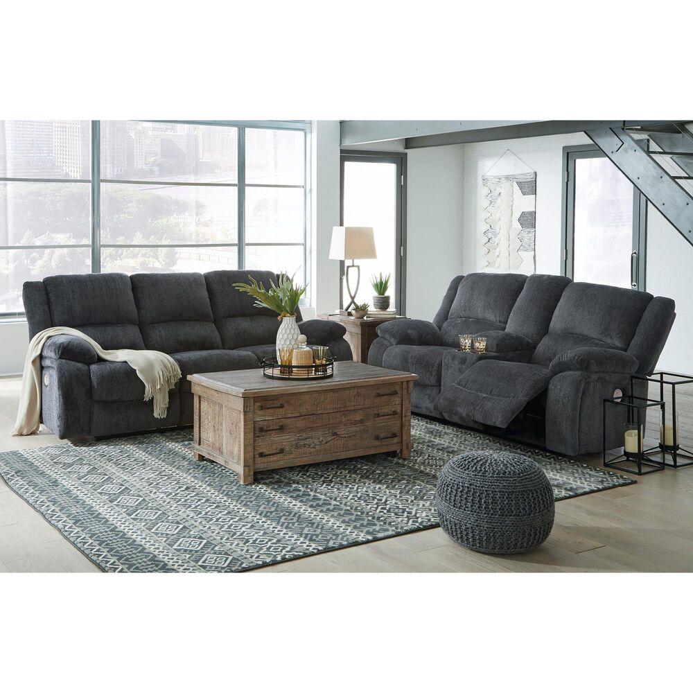 Signature Design by Ashley Draycoll Power Reclining Loveseat with Console in Slate, , large
