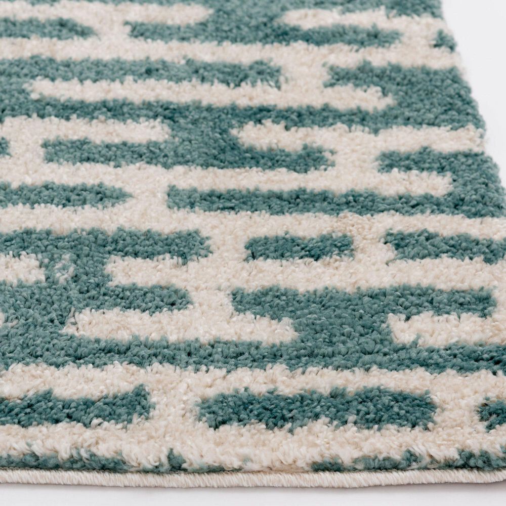 Central Oriental Tulsa Gordie 7&#39;10&quot; x 9&#39;10&quot; Aqua and White Sand Area Rug, , large