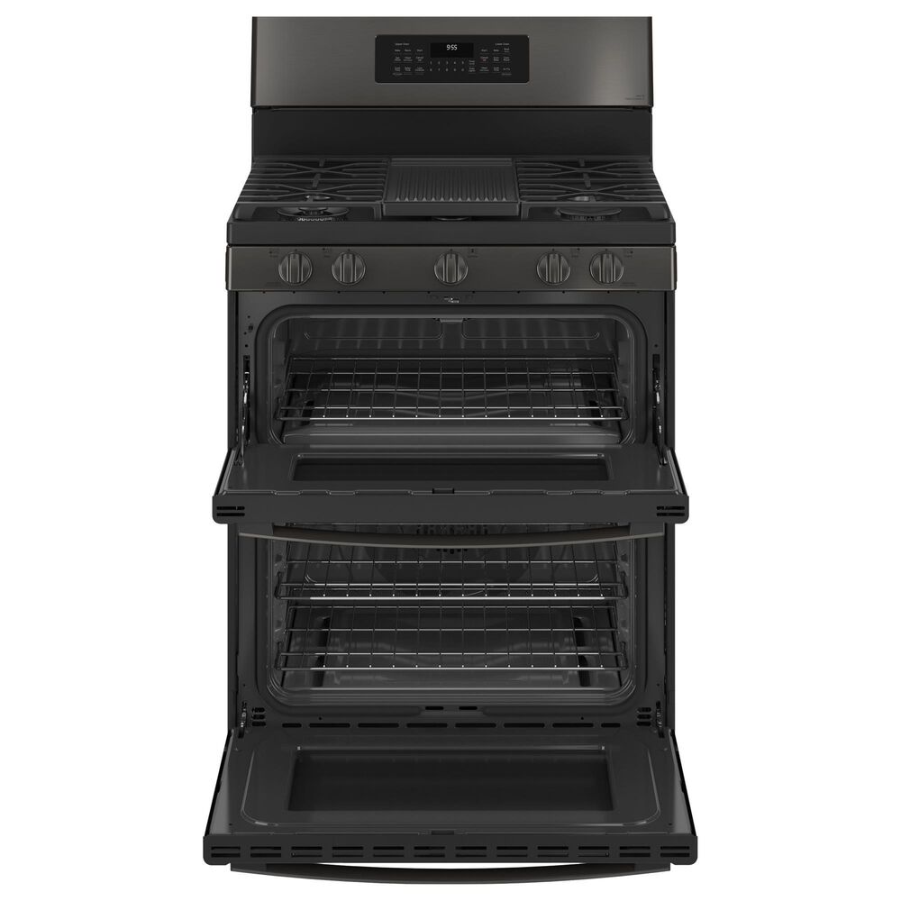 GE Profile 30&quot; Free-Standing Gas Double Oven Convection Range with No Preheat Air Fry in Black Stainless Steel, , large