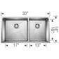 Blanco Quatrus 33" R15 1-3/4 Double Bowl Kitchen Sink in Refined Brushed, , large