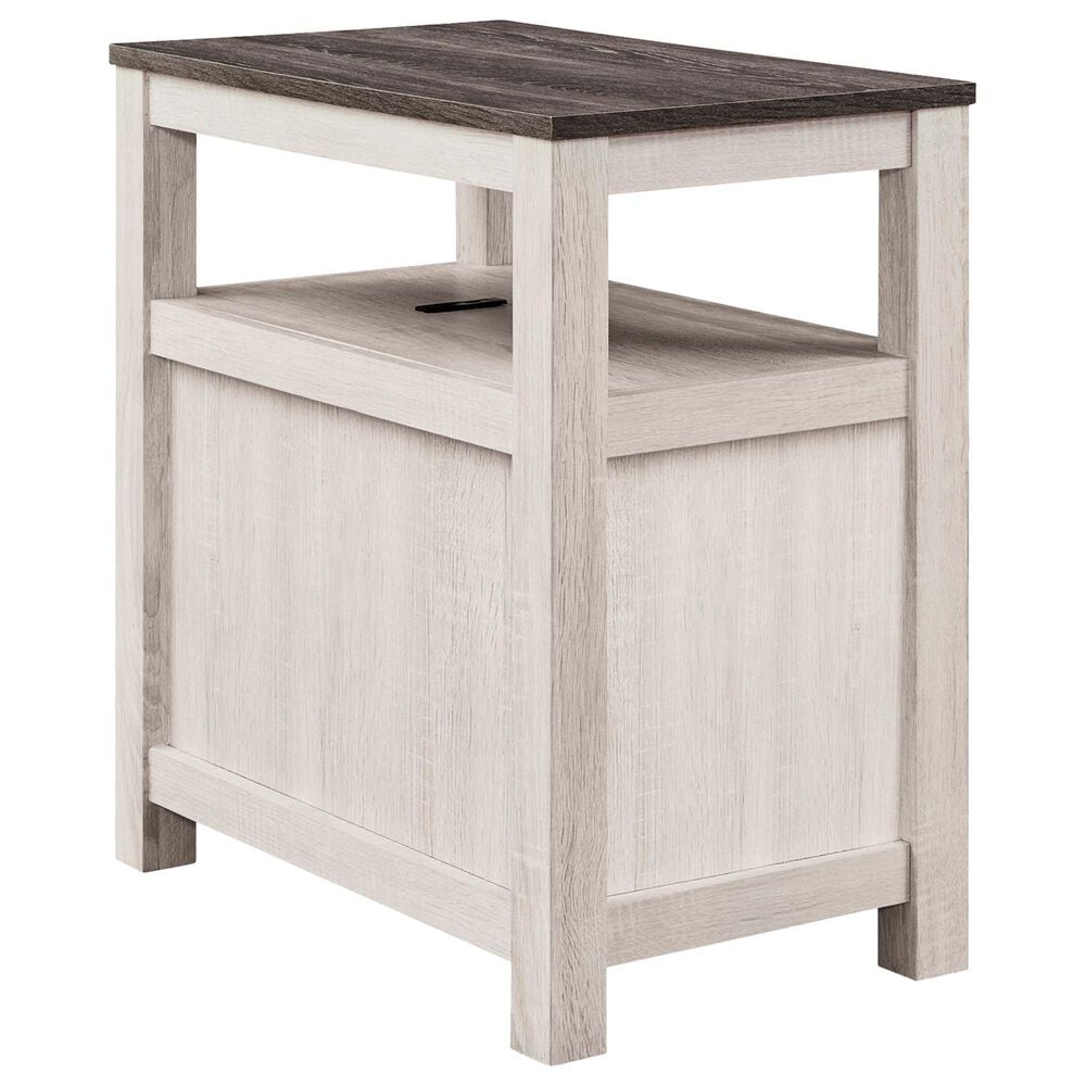 Ashley Fendenmore Chairside End Table in Antiqued White and Gray, , large