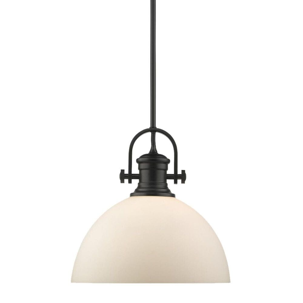 Golden Lighting Hines 1-Light Pendant in Black with Opal Glass, , large