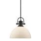 Golden Lighting Hines 1-Light Pendant in Black with Opal Glass, , large