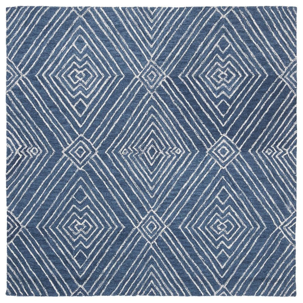 Safavieh Micro-Loop MLP608N 5" Square Navy and Ivory Area Rug, , large