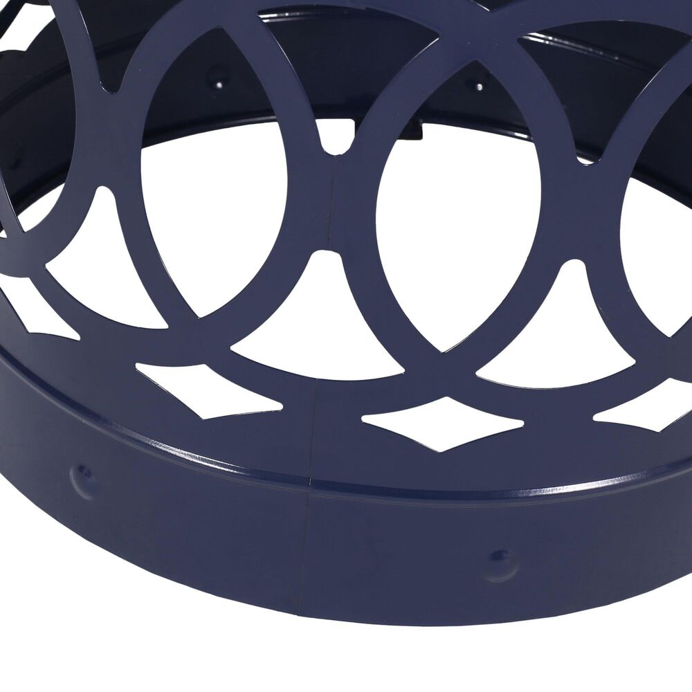 Hearth and Haven Cylindrical-Shaped Iron Patio End Table in Navy Blue &#40;Set of 2&#41;, , large