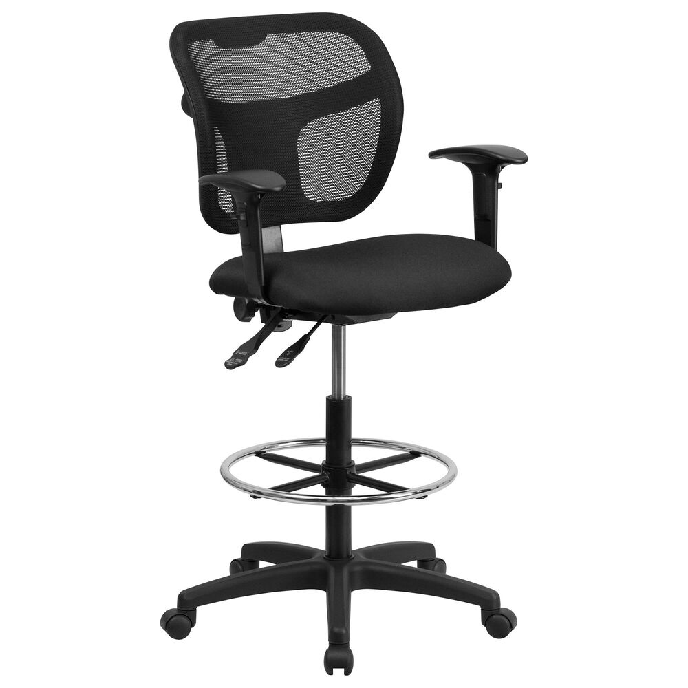 Flash Furniture Adjustable Drafting Chair in Black, , large