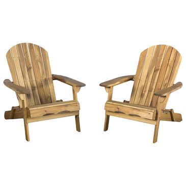 Noble House Hanlee Patio Adirondack Chair in Natural Stained (Set of 2), , large