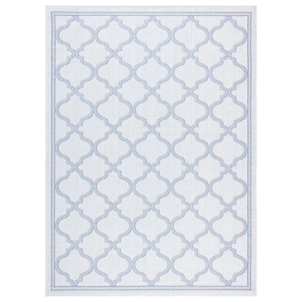 Safavieh Bermuda Geometric 8" x 10" Ivory and Light Blue Indoor/Outdoor Area Performance Rug, , large