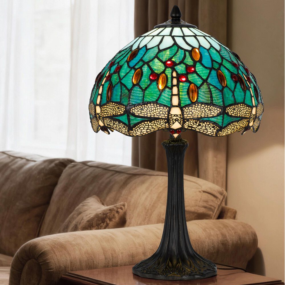 Cal Lighting Emerald Tiffany Table Lamp in Bronze, , large