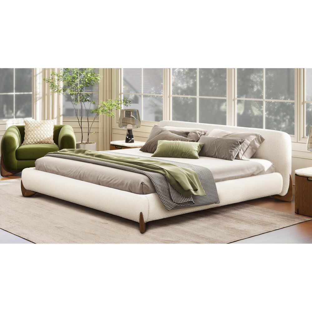 Jennifer Taylor Home Alpine Puffy Modern King Platform Bed in Ivory White, , large