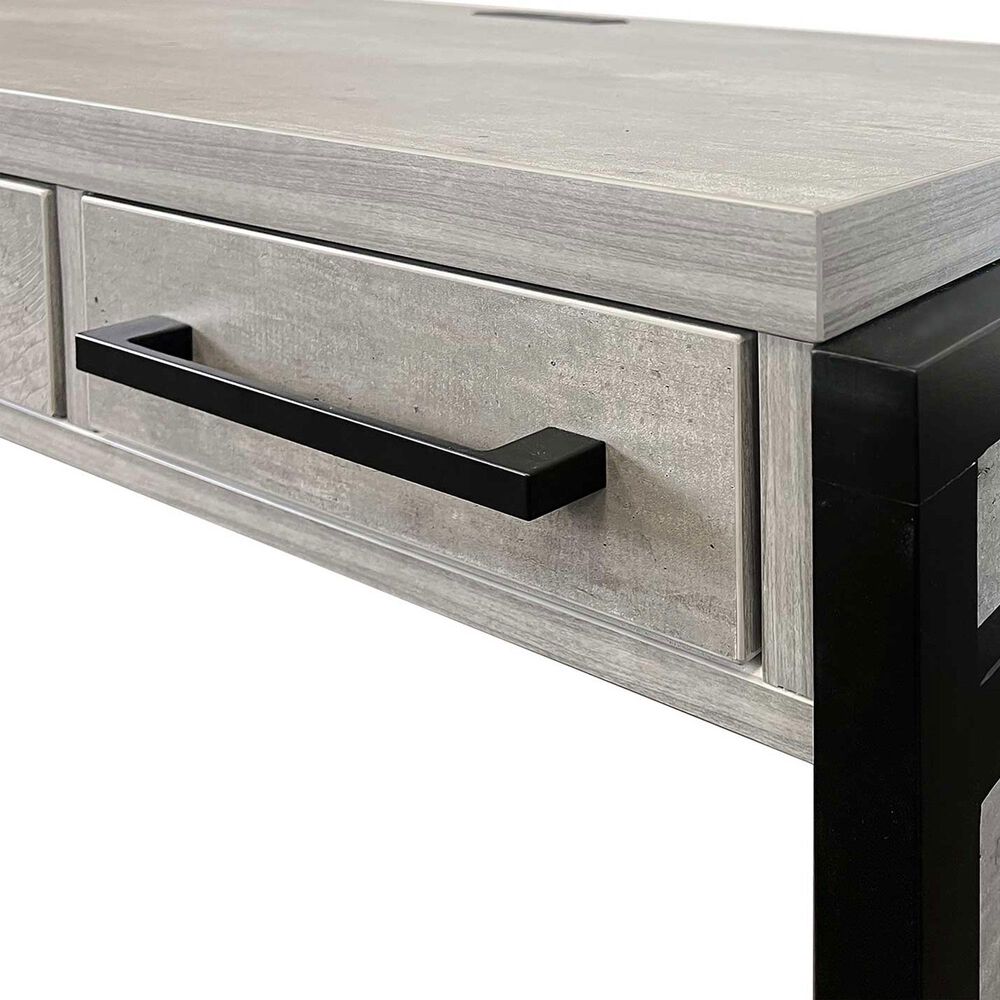 Wycliff Bay Mason 3-Drawer Writing Desk in Concrete and Dark Bronze, , large