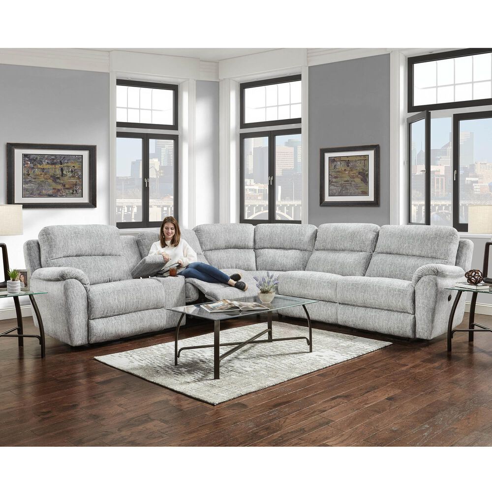 Homestretch 3-Piece Power Reclining Curved Sectional in Dove, , large