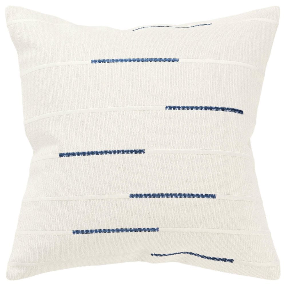 Rizzy Home 20" x 20" Striped Down Filled Throw Pillow in Ivory and Deep Dark Blue, , large