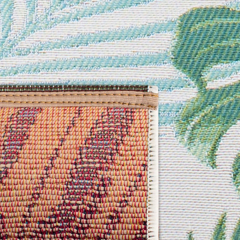 Safavieh Barbados Tropical Botanical BAR592 3&#39;3&quot; x 5&#39; Green and Teal Indoor/Outdoor Area Rug, , large