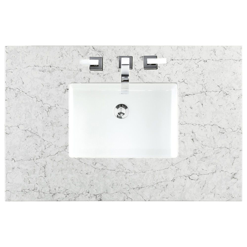 James Martin Vanities Brittany 36" Single Bathroom Vanity in Smokey Celadon with 3 cm Eternal Jasmine Pearl Quartz Top and Rectangular Sink, , large